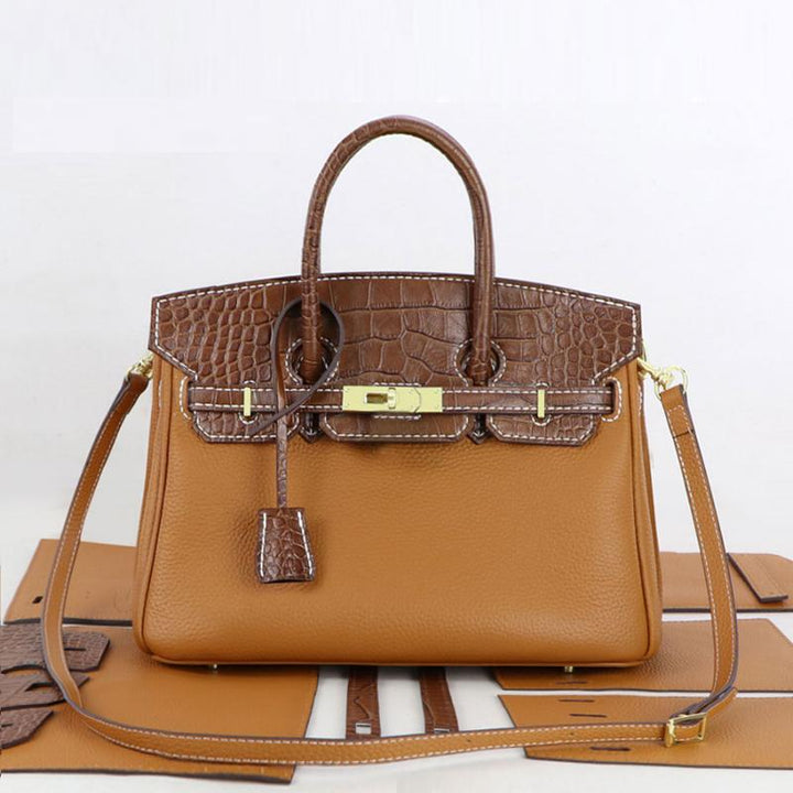 6 Colors option Leather Bag DIY Kit for Woman Crossbody bag with Top Crocodile Texture